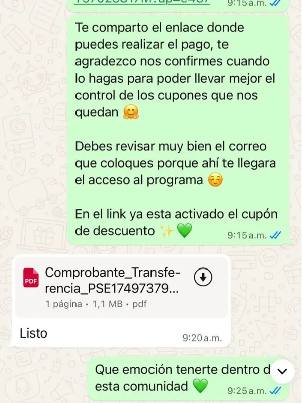 Captura de pago en Hotmart